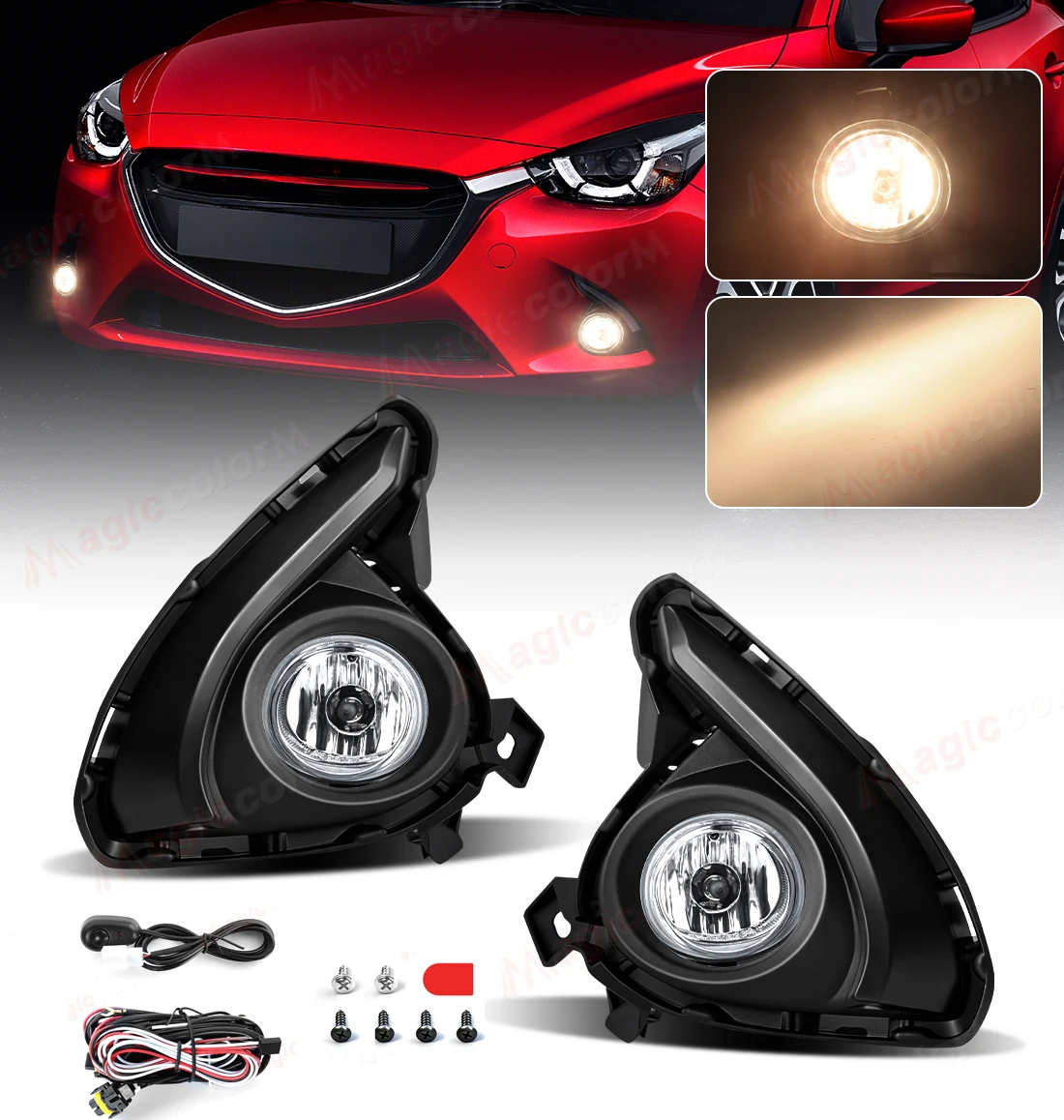

For Mazda 2 2015 2016 2017 2018 2019 2020 2021 2022 Fog Lamps Car Front Bumper Daylight DRL Daytime Running Light DLAA Foglights