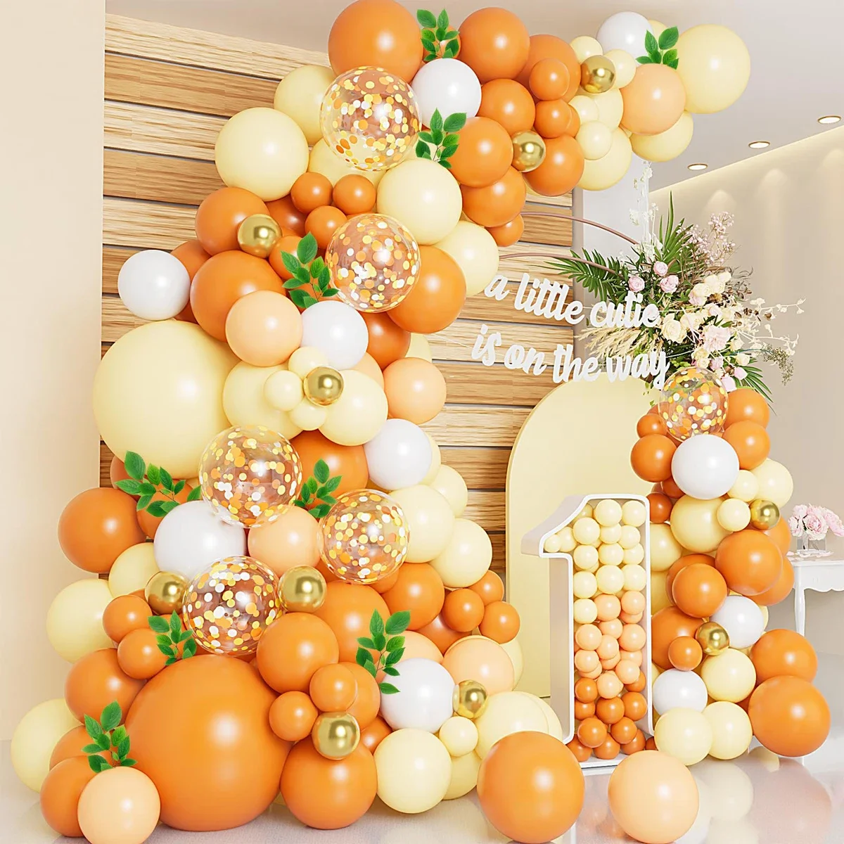 

124Pcs Orange Yellow White Gold Color Balloons Garland Latex Balloons Party Wedding Birthday Valentine Party Baby Shower Decor