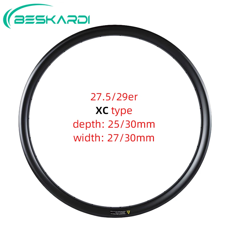 

27.5er 29er MTB XC Tubeless Carbon Rim 30mm Deep 24 28 32 Holes UD 3K 12K 3KT Matte Glossy 29in Clincher Hookless Wheel BESKARDI