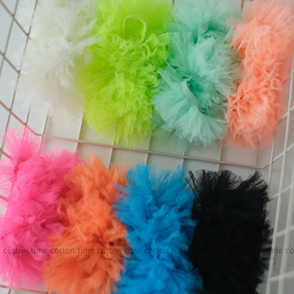 3/10 Meters Elastic Mesh Trim 3cm Neon Fringed Lace Colorful Trimming DIY Sewing Clothes Bag Shoes Accessory