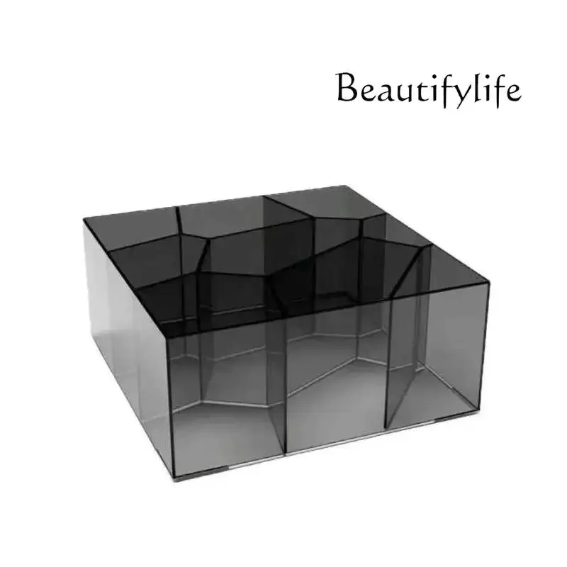 

vV Italian minimalist glass coffee table light luxury modern living room square low balcony tea table creative coffee table