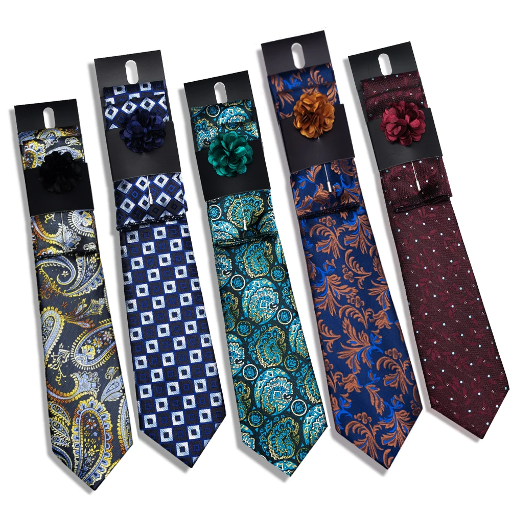 Paisley Men's Tie 3-Piece Set, Commonly Used Suit Accessories for Business, Work, Weddings, and Parties