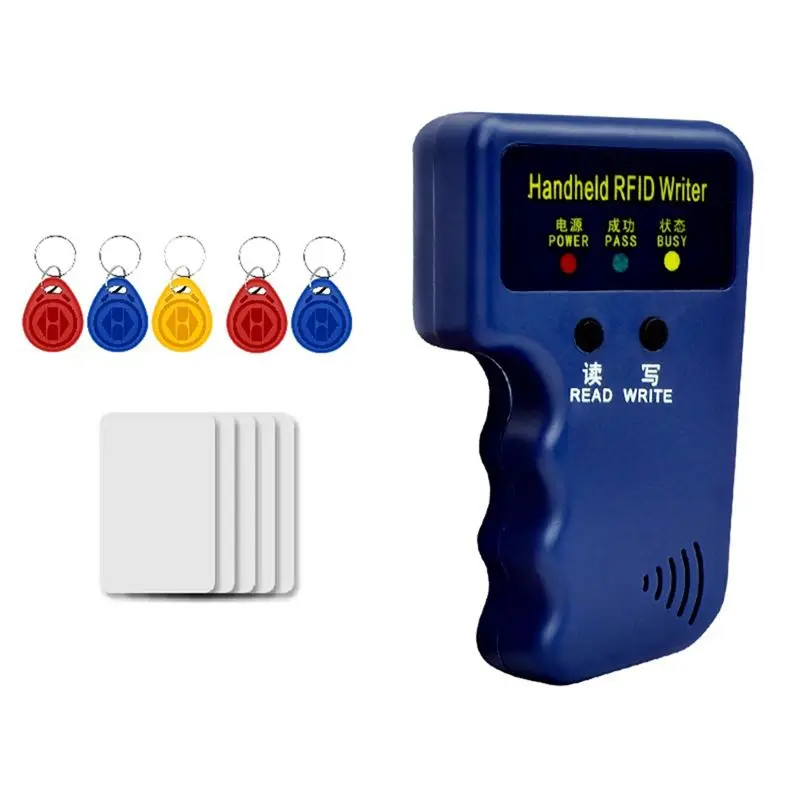 

125Khz RFID Handheld Duplication Device For ID Cards, Includes 5 Keyfobs, 5 Cards, Supports EM4305 T5577-Hot