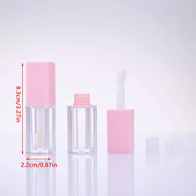 1Pcs Empty Portable 5ml Thick Wand Lip Gloss Tube Plastic Lip Glaze Tubes Square Full Clear Transparent Container