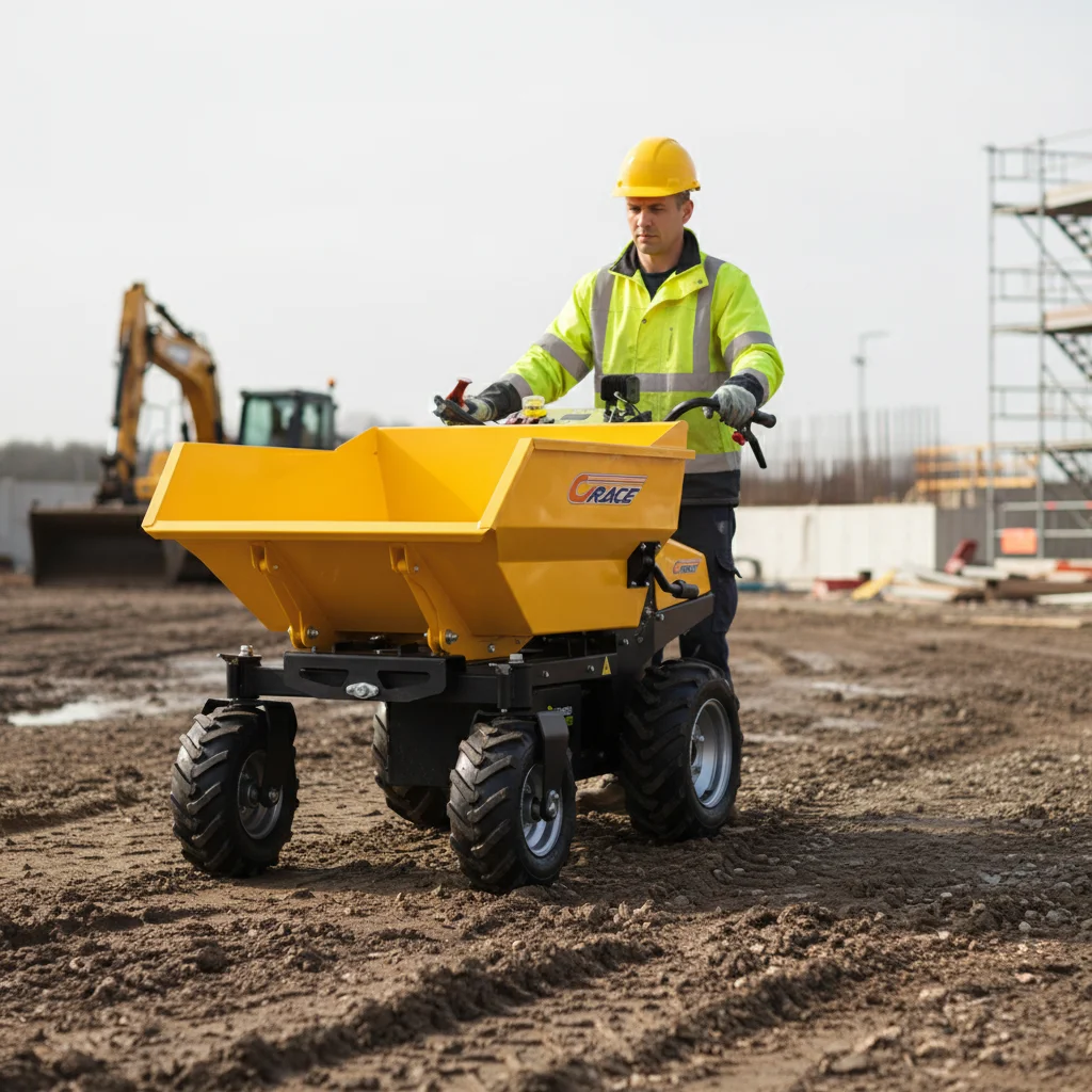 All Terrain 1-2Ton Self-propelled Hydraulic Dumper Wheel Mini Tipper Truck Farm Field Transport Cart
