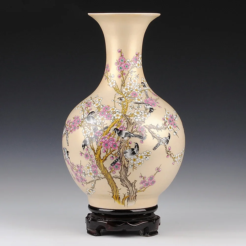 

Vase ceramics flower arrangement simple home decoration handicrafts Chinese style suitable living room TV cabinet ornament gifts