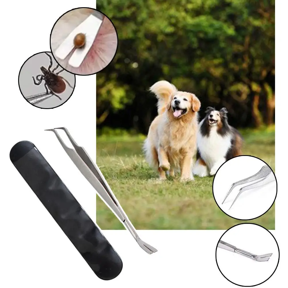 2-in-1 Dog Tick Removal Tool Safe And Efficient Pet Stainless Steel Tool Removal Removal Tweezers Tick Flea Parasite Lice T U5O5