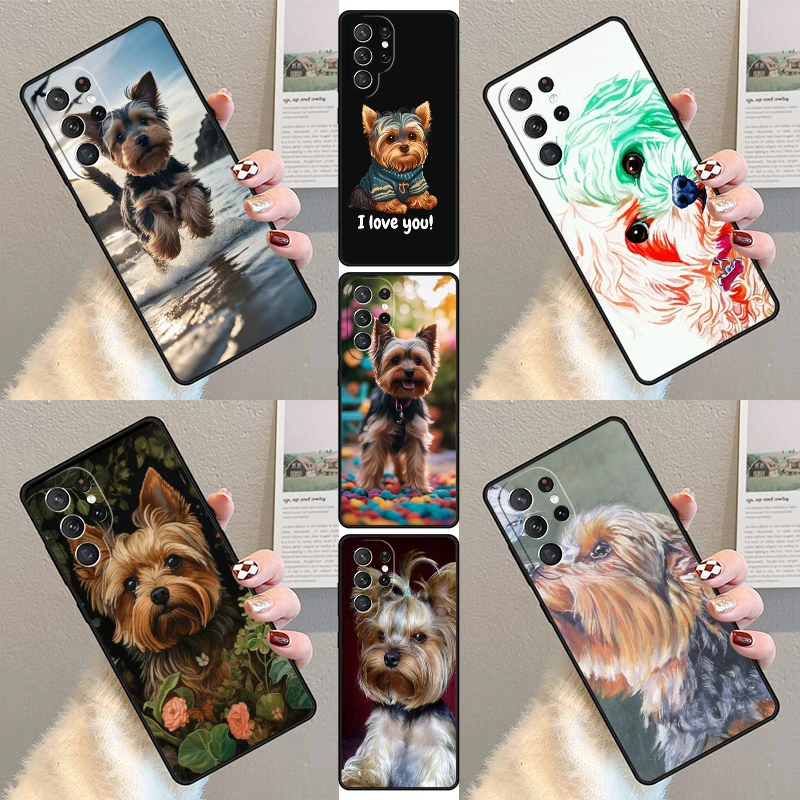 Yorkie Yorkshire Terrier Dog Puppy Phone Case For Samsung Galaxy S23 S21 S20 FE S24 S22 Ultra Note20 S10 S9 Plus Silicone Cover