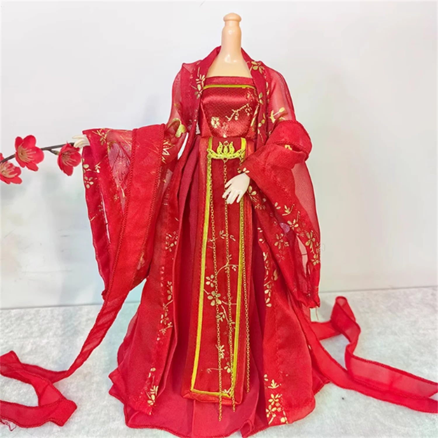 

Red white suit 1/6 Men Hanfu Ancient Loose Robe Coat Hanfu Dress Outfit Suit Model for 12inch Action Figure Clothes Dolls