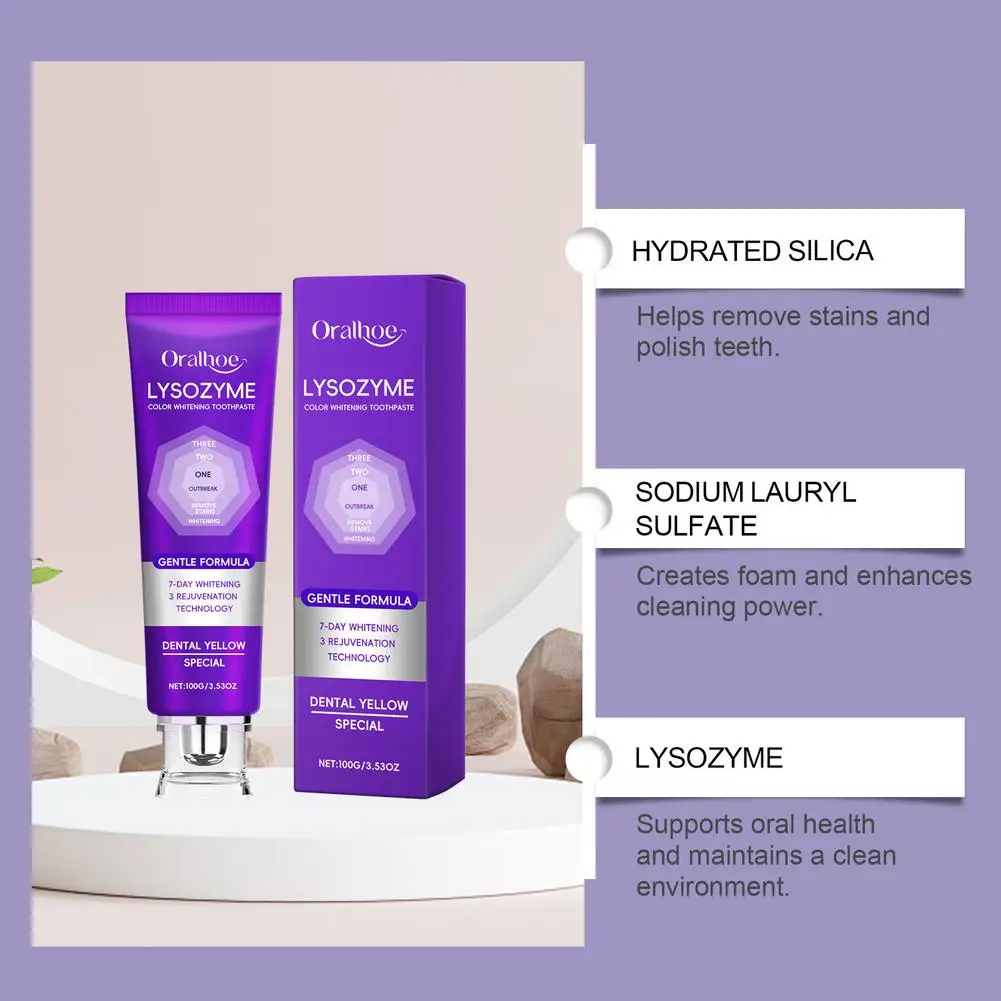 معجون أسنان مبيض أرجواني من أورالهو ينظف الأسنان ويزيل البلاك ويقوي المينا ويمنع التجاويف وحساسية الأسنان