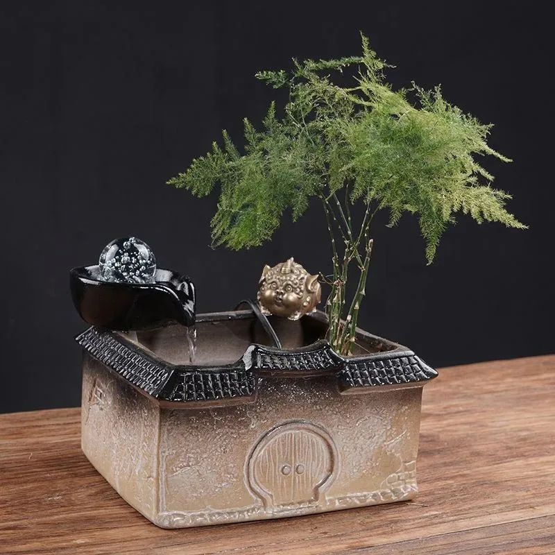 

Creative Lotus Fountain Water Tank Living Room Spray Water Humidification Drinker Fish Tank Decoration Office Desktop Ornament