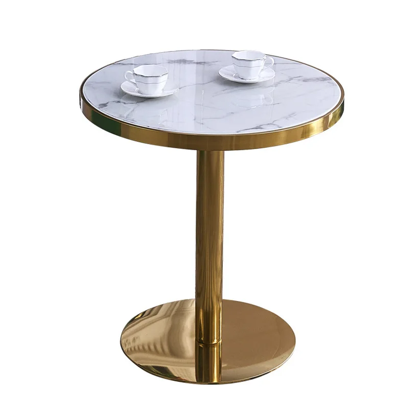 

Light luxury post modern stainless steel negotiation table, modern simple marble round table