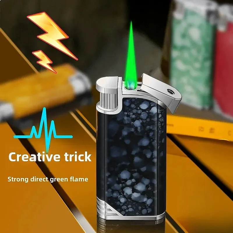 Creative Prank Butane Gas Lighter Windproof Jet Green Flame Hidden Fire Outlet Safe Funny Gadget