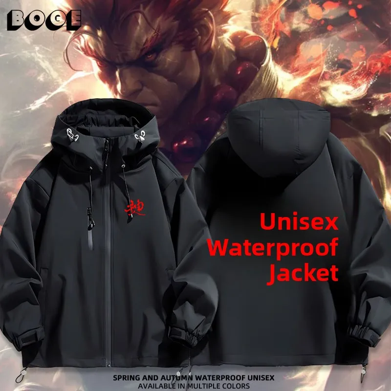 

Street Fighter V Autumn Winter Jaet ex Waterproof Outdoor Casual Sle Loose Fit Polyester Fiber Hooded Zipper Closure