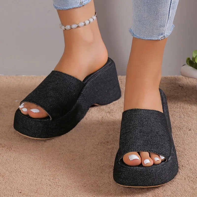 Women\'s New 2023 Thick Sole Slippers Women\'s Large Ethnic Style Simple Beach Fashion Sandals Colorful Casual Beach Slides Shoes