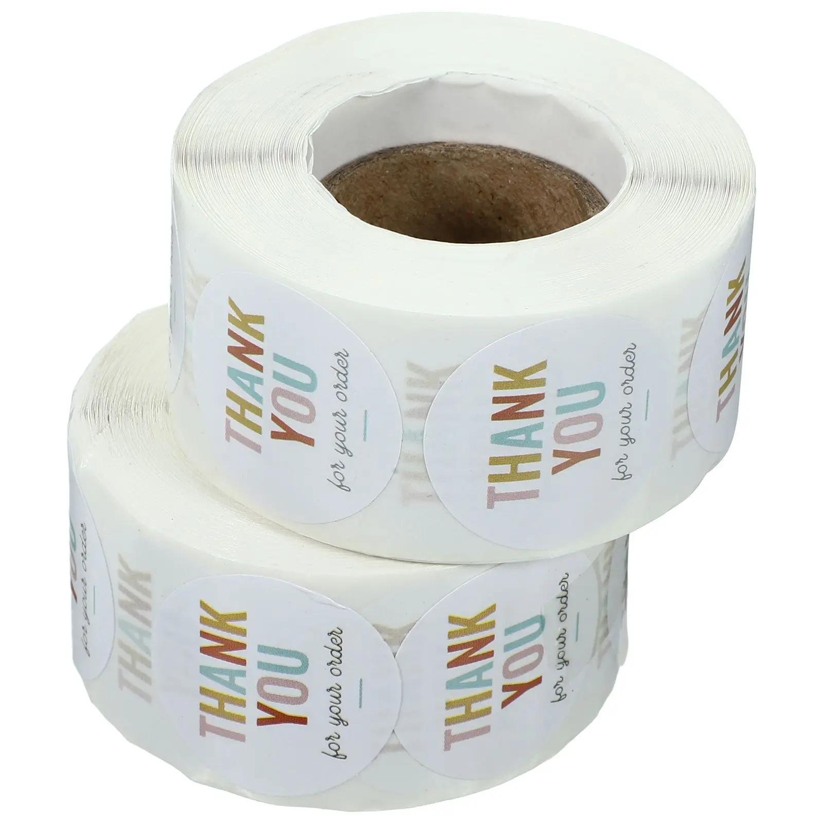 

2 Rolls Colorful Thank You Stickers for Gifts Self Adhesive Decals Perfect Sealing Gift Boxes Decorative Labels