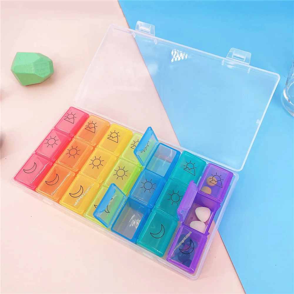 3 Row 21 Grids 7 Days Weekly Pill Case Medicine Tablet Dispenser Organizer Pill Box Splitters Pill Storage Container New