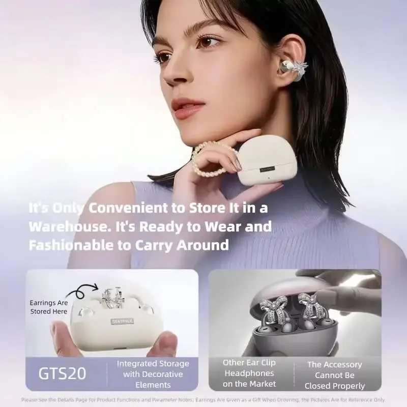 

2026 New Stylish Earring Bluetooth Earbud Argyle Clutch Charging Case Noise Reduction Long Battery Life for Girls Daily Use Gift