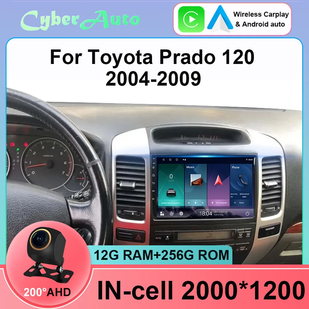 Rádio do carro android 15 para toyota land cruiser prado 120 3 iii para lexus gx470 gx 470 j120 2002 - 2009 reprodutor de vídeo multimídia 5g