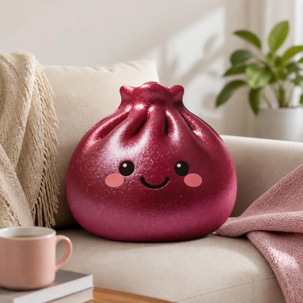 Cute Squishy Dumpling Shaped Throw Pillow Stuffed Fruit Cushion Kawaii Decorative Sofa Accent Home Decor Gift for Fruit Lovers