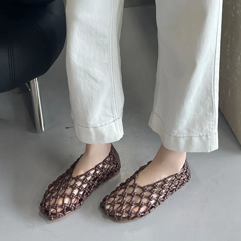 Big Size 43 Fashion Hollow Breathable Women Flats Sandals Slip On Shoes Footwear Female Shallow Ladies Flats Sandals Mules Shoes view 6