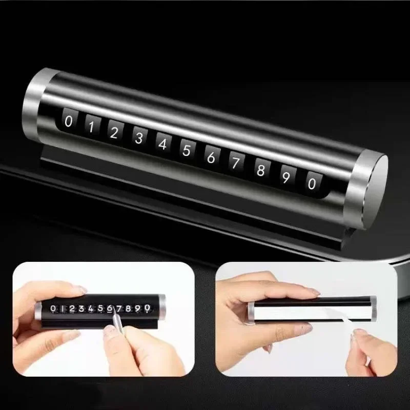 1Pc Creative Car Temporary Parking Card Metal Aluminum Roller Adjustable Phone Number Plate Dashboard Auto Interior Parts - view 4