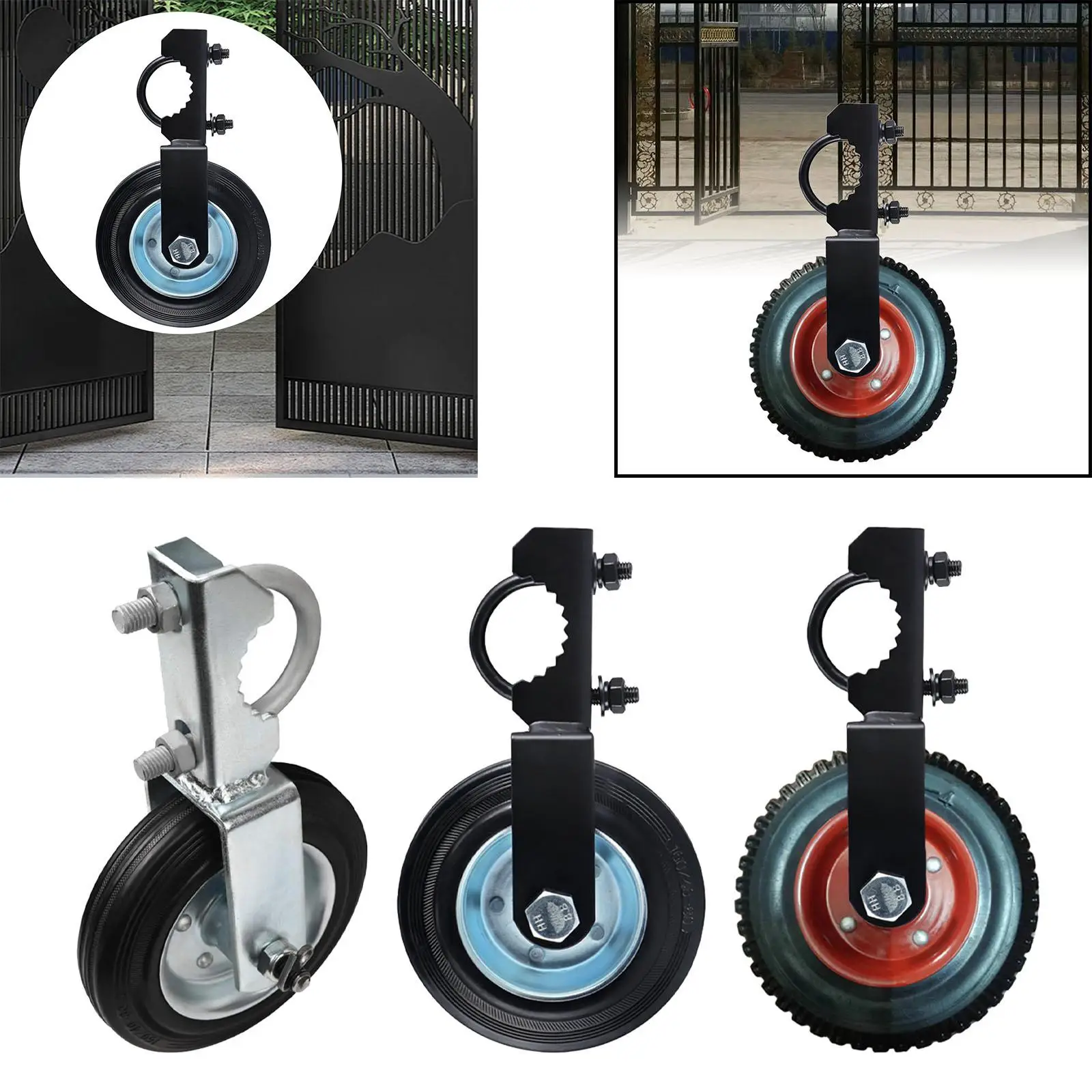 

Fence Gate Caster Wheel 8" Metal Gate Support Wheel Lawn Easy to Install Sturdy Universal Mount Rubber Wheel Rubber Caster