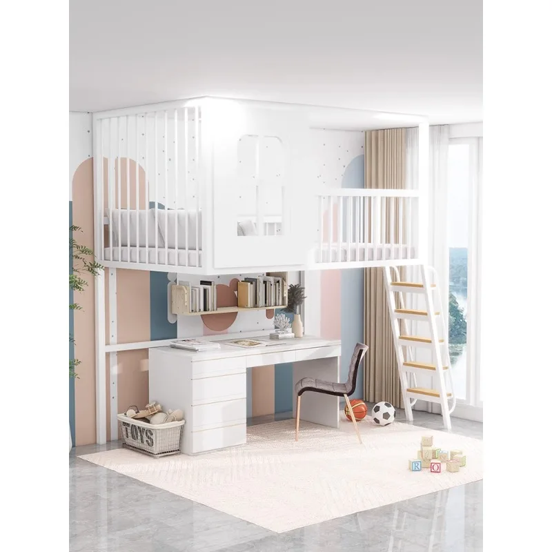 Loft type second floor elevated Duplex tree house princess bed Children\'s half-height to Under table Dislocation