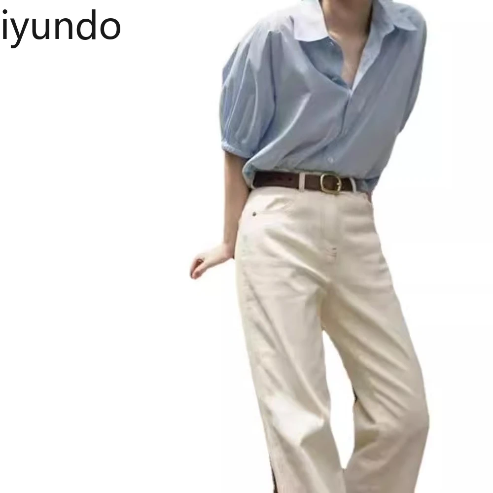 Witte damesblouse met korte mouwen 2025, zomer, nieuwe ontwerper, Franse stijl, vintage Hong Kong Vibe, elegante en trendy top