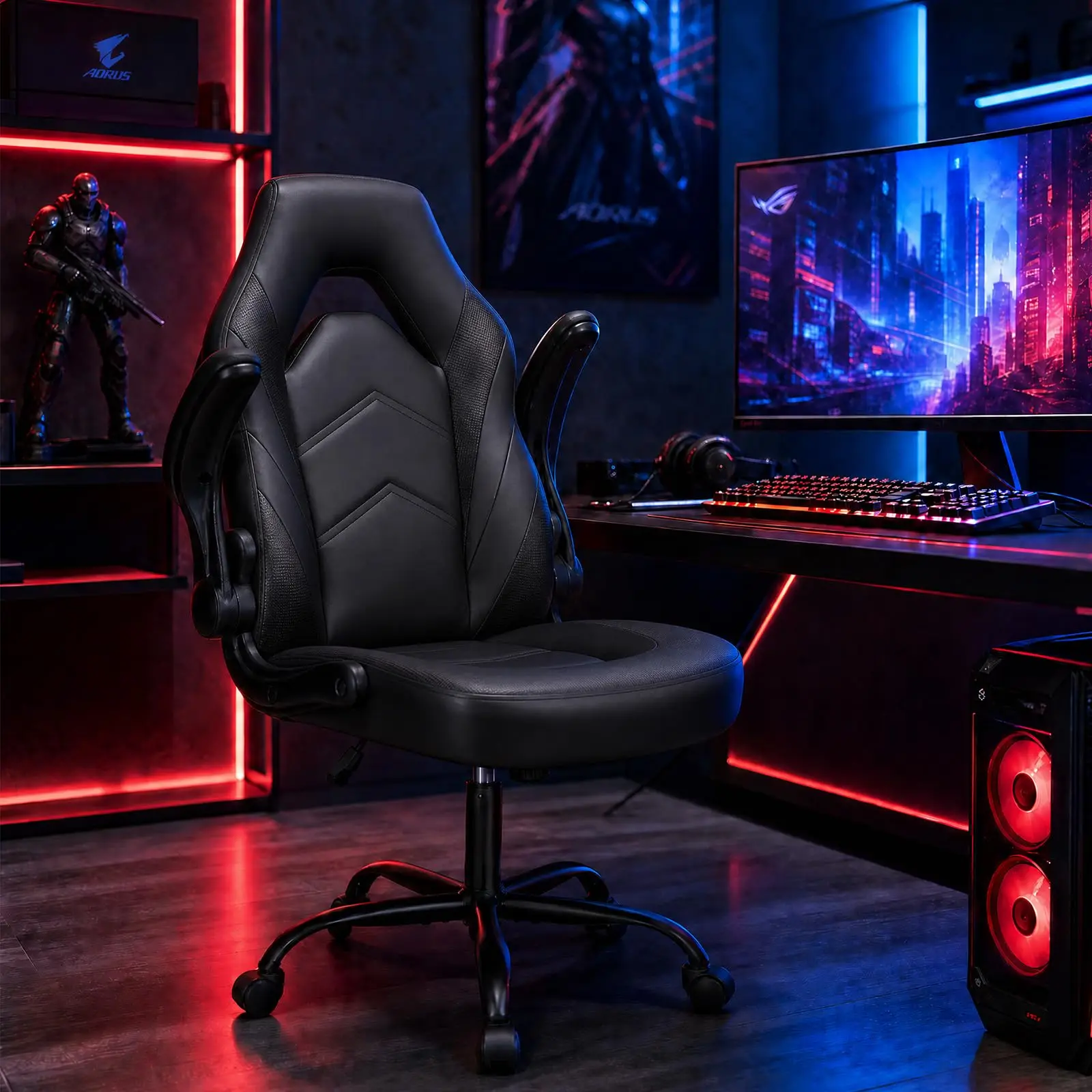 Computer Gaming Chair, Home Office Desk Chair, PU Leather