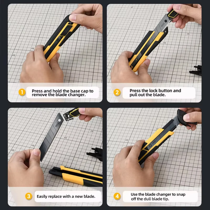 18mm Snap Off Knife SK2 Coated Blade Ergonomic ABS Grip Built-in Breaker Strong Self-Lock Safety Cutter For Office DIY Crafts