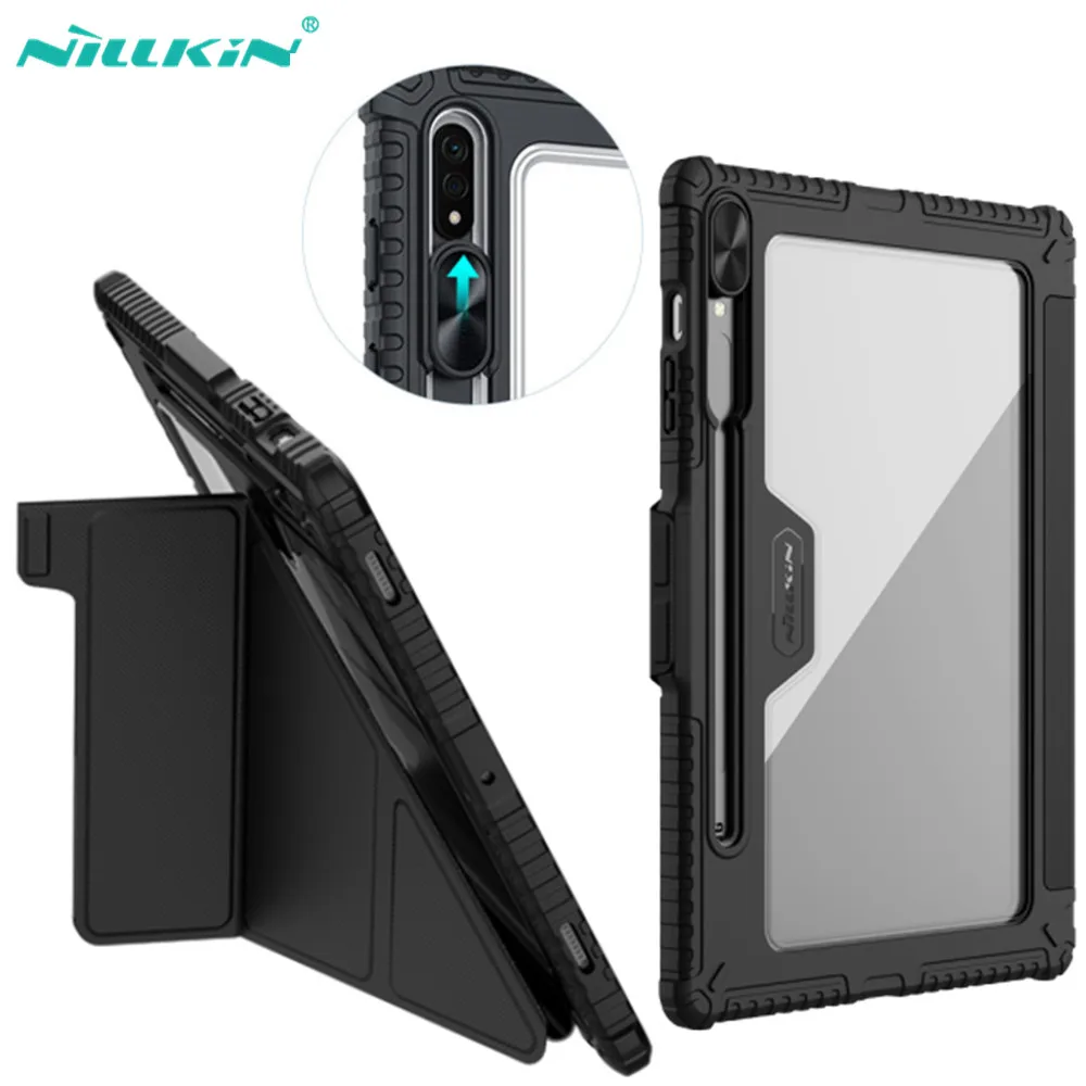 

For Samsung Galaxy Tab S9 Ultra Case Nillkin Bumper Leather Case Multi-angle Folding For Samsung Tab S9 Plus/S9 FE Plus/S9 Case