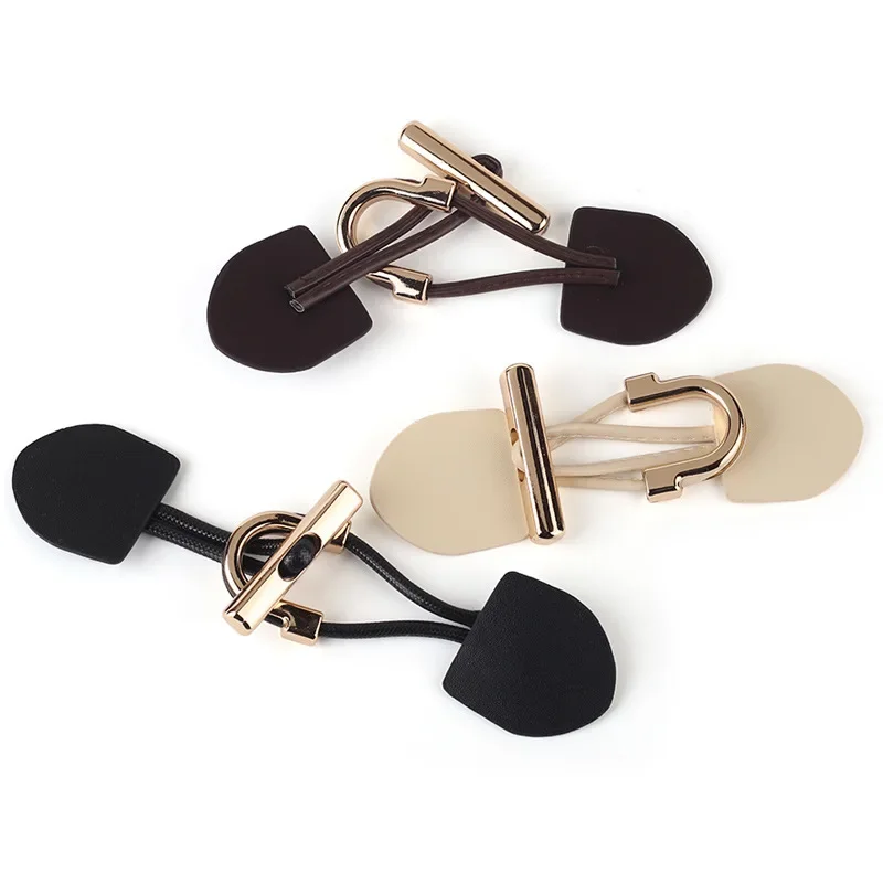 3 pairs Metal PU Leather Toggle Button Women\'s  Coat  Jacket Sweater Decorative Garment Accessories Fastener Toggle Buckle