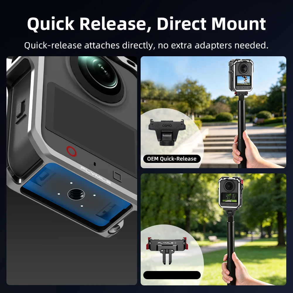 Flymile Metallkäfig-Schutzhülle für DJI Osmo 360 II Zubehör Kamera Aluminiumlegierungsrahmenkäfig mit Silikon-Objektivabdeckung – Detail 4
