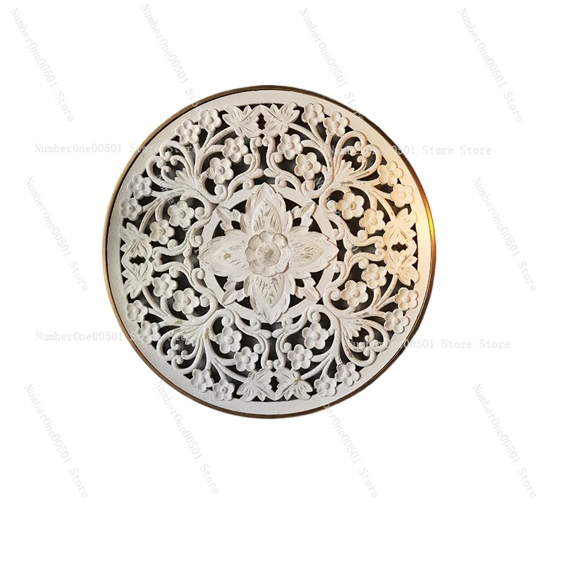 Vintage Wall Panel Antique Hollow Carved Floral Wall Art for Living Room Dining Room Distressed 3D Relief Background Decor