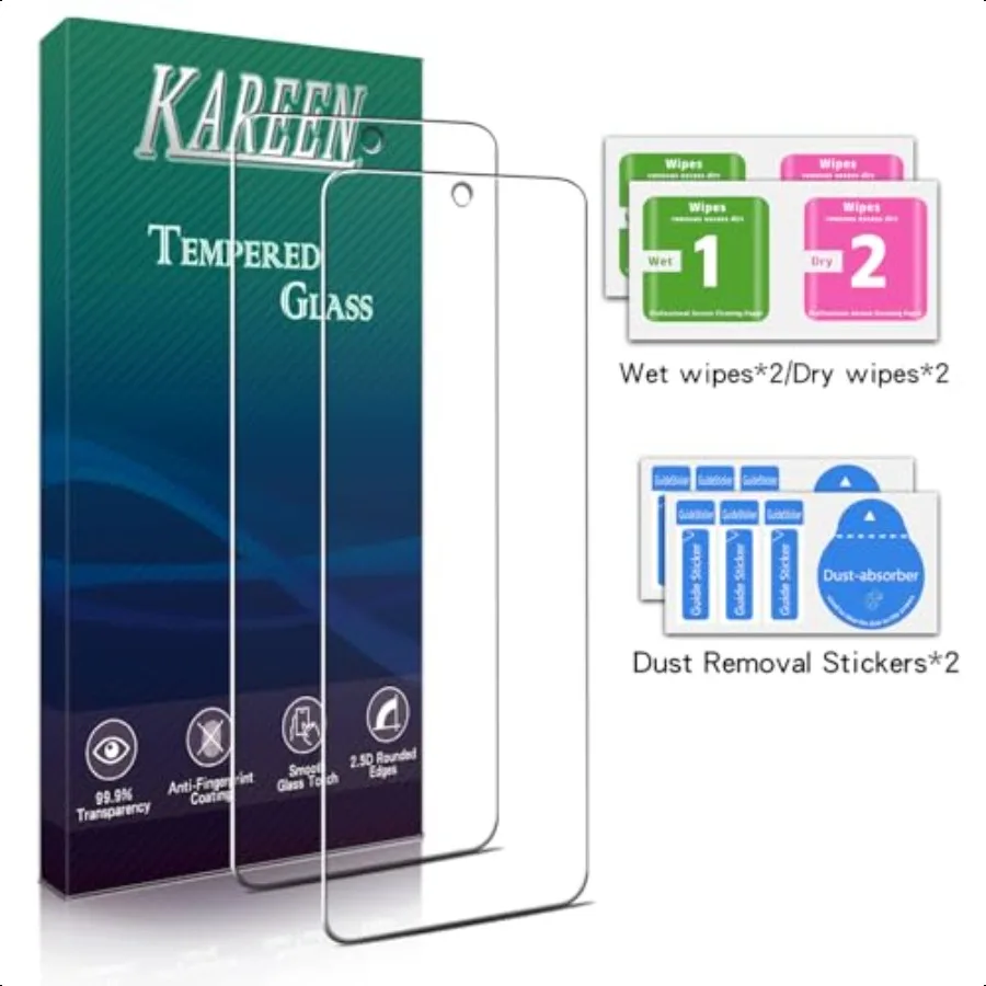 KAREEN 2+2 Pack Screen Protector for Google Pixel 8A Tempered Glass Film with Camera Lens Protector Anti Scratch Bubble Free Ca