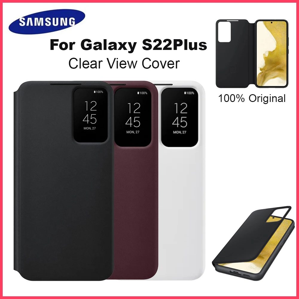 Funda Original Samsung Galaxy S22+ Clear View Cover EF-ZS906 Smart View, Funda Tipo Libro para Galaxy S22+ S22Plus