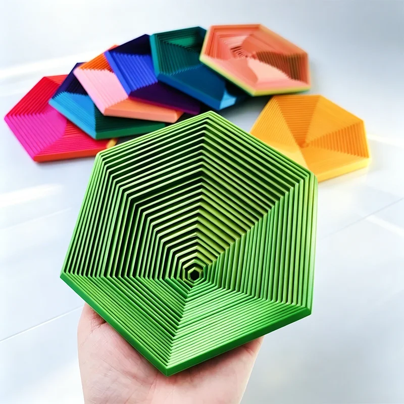 3D Printed Hexagonal Tower Desktop Ornament, Multi-Shape Rotatable Table Decor, Mini Craft Layout Accessory For Office Indoor Sp