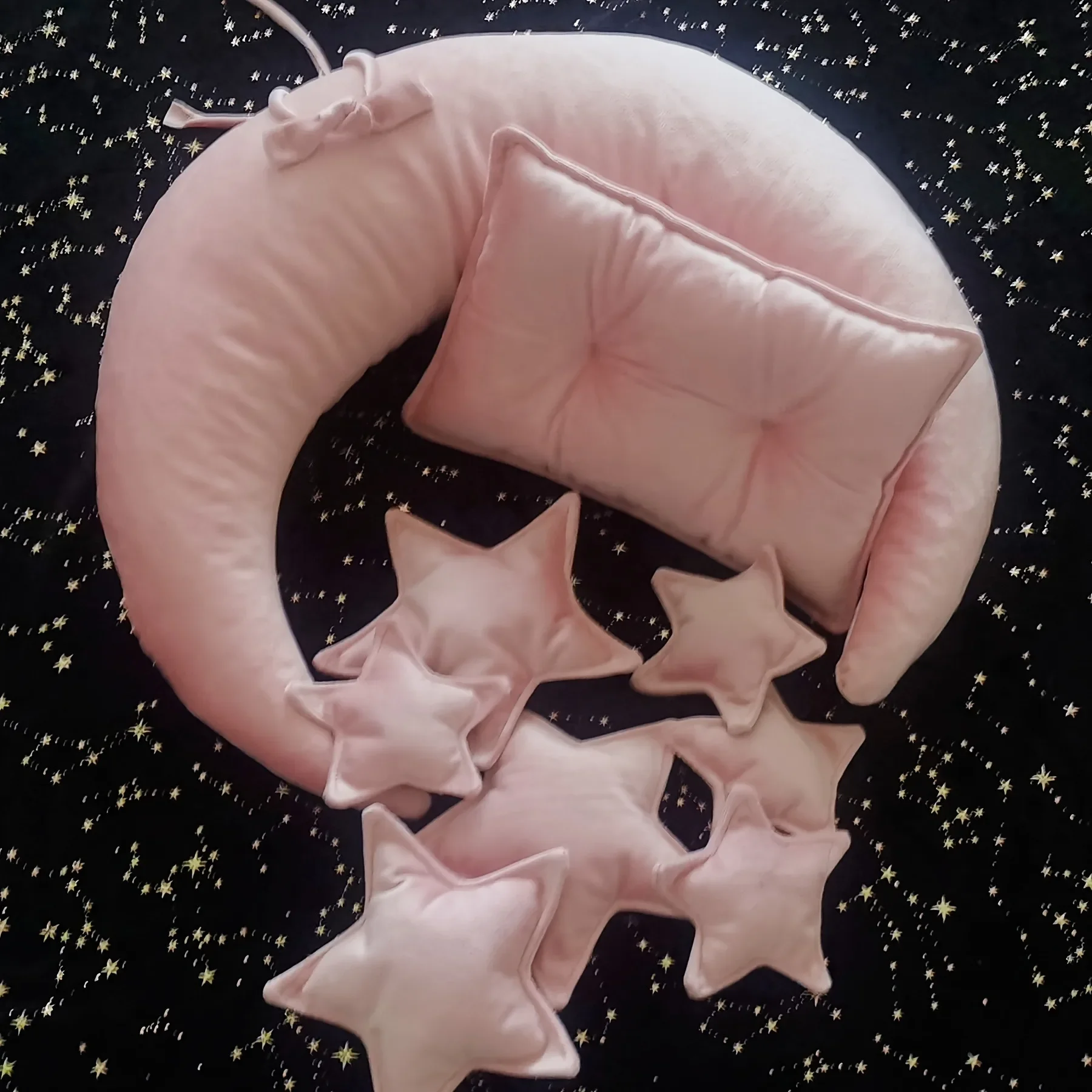 10Pcs Newborn Photography Props Baby Crescent Moon Pillow Stars Headband Baby Posing Pillow Session Photo Backdrop Accessories