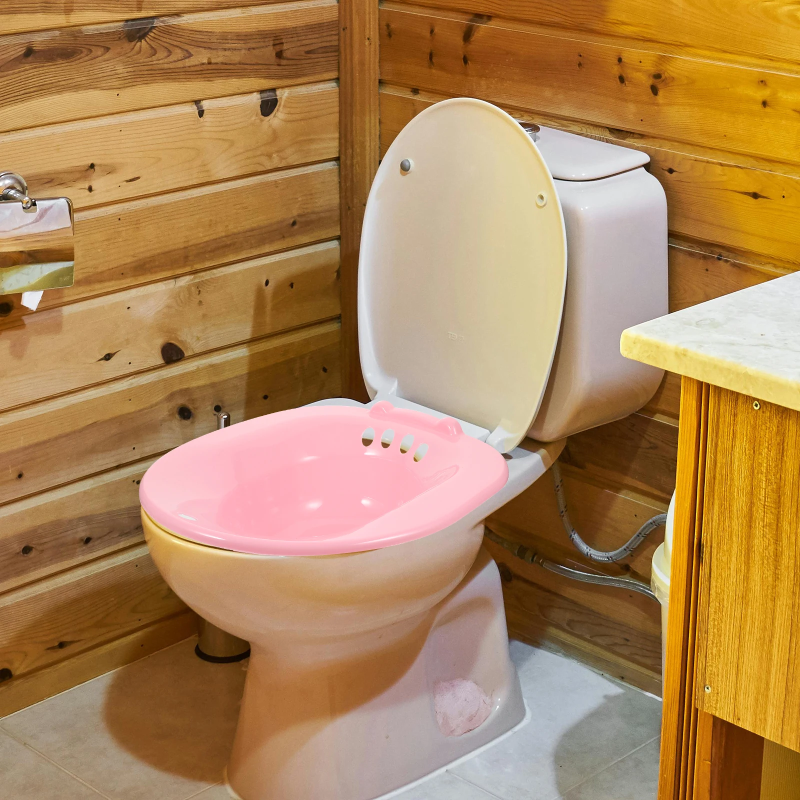 

Bathtub Pink PP Sitz Bath Basin for Pregnant Women Elderly Large Space Thickened Oval Tub Replacement Commode