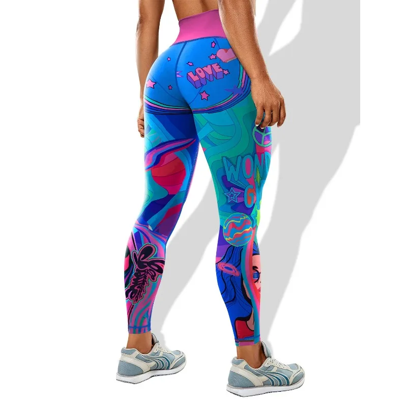 New Personalized Printed High Elasticity Yoga Pants Hip Lifting Outdoor Sports Fitness Running Cycling Leggings Women