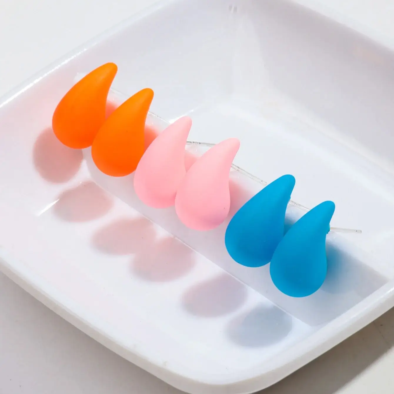 9Pairs/set Lovely Colorful Small Acrylic Waterdrop Earrings for Women Cute Water Star Square Round Earrings Trend Jewelry