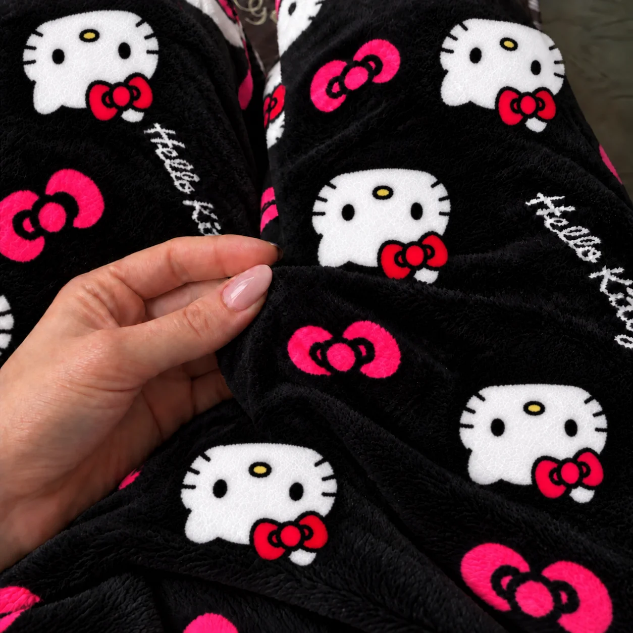 Hello Kitty Damen-Schlafanzughose, Y2K Cartoon Anime Pyjamahose, Paar-Hausanzug, lässige Loungehose, weiche Freizeitkleidung für Kinder – Detail 4