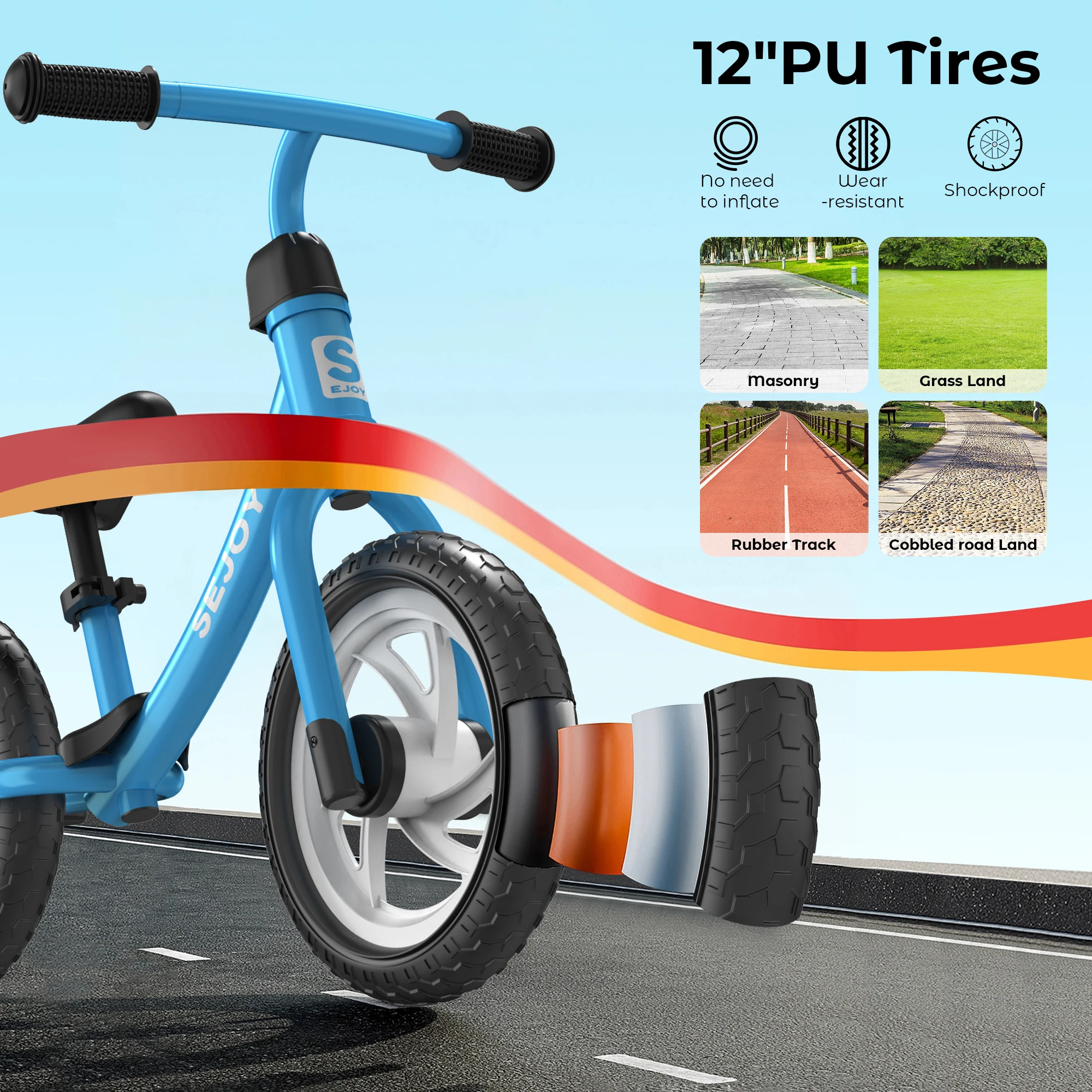 SEJOY Balance Bike for Kids Toddler Training Bicycle Saddle Height Adjustable for Ages 2-6 Years Old Outside Bike Toy Scooter