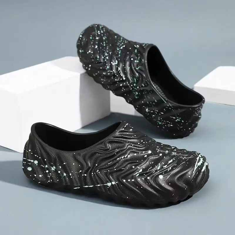 

Men New Shallow Waterproof Kitchen Work Shoes Lightweight Non Slip Round Toe Slip On Flat Sole Rain Shoes Outdoor Beach Shoes