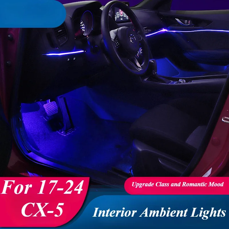 For Mazda CX-5 2017-2024 Car interior Ambient Lights Door and Central Control Footwell Lighting Atmosphere Motification Styling