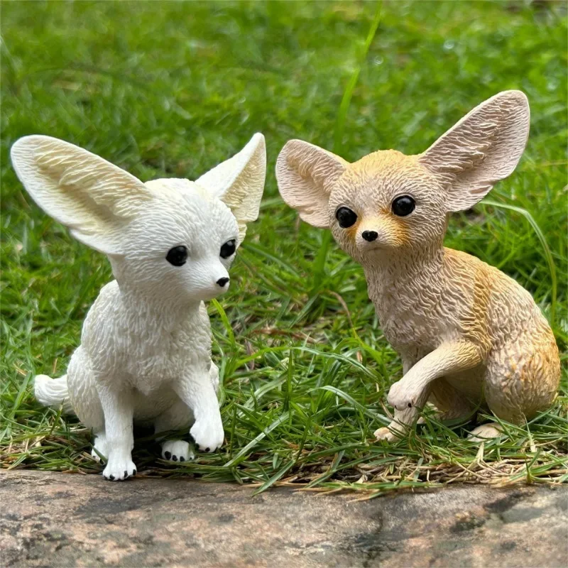 Realistic Figurine Set of Wild Animal Models Featuring Fennec Fox and Fennec Fox Ears for Children\'s Toy Display