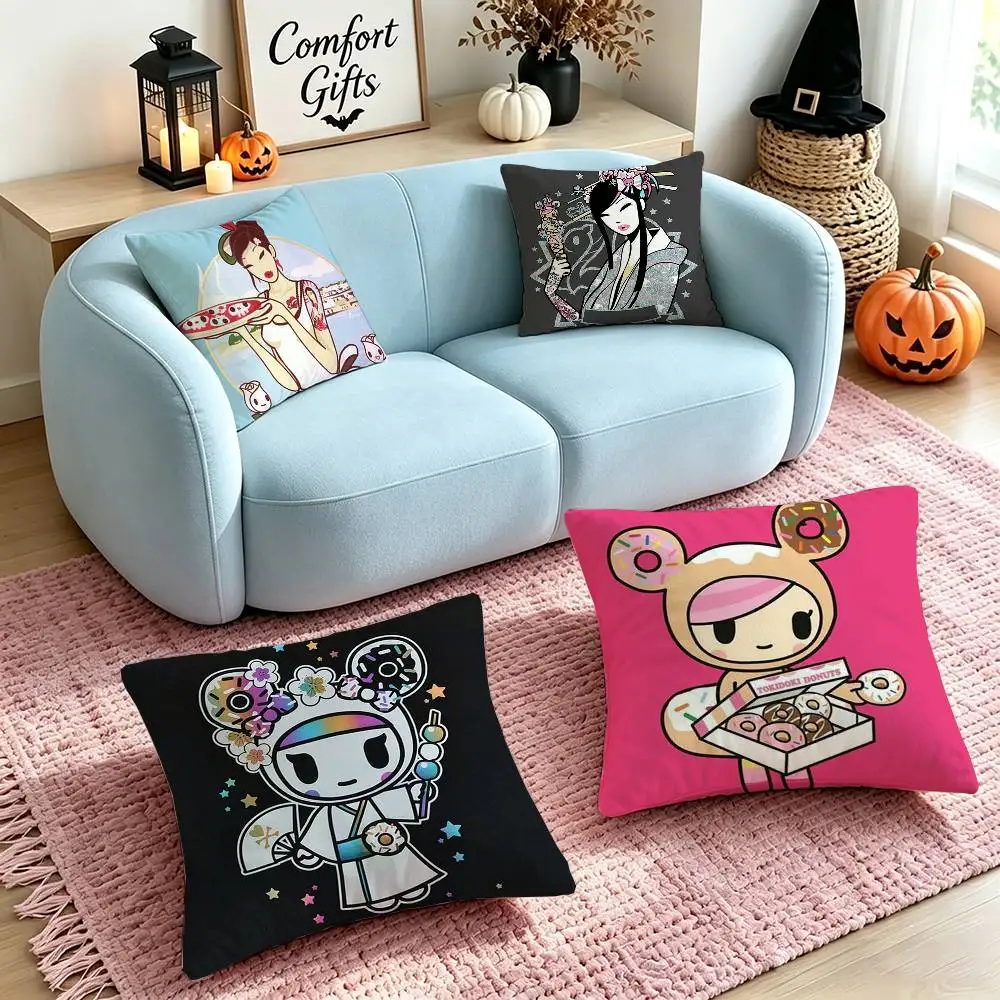 T-TokidokiS Pillow Case Square Double-Sided Sofa Cushion Cover Bedroom Bedside Pillow
