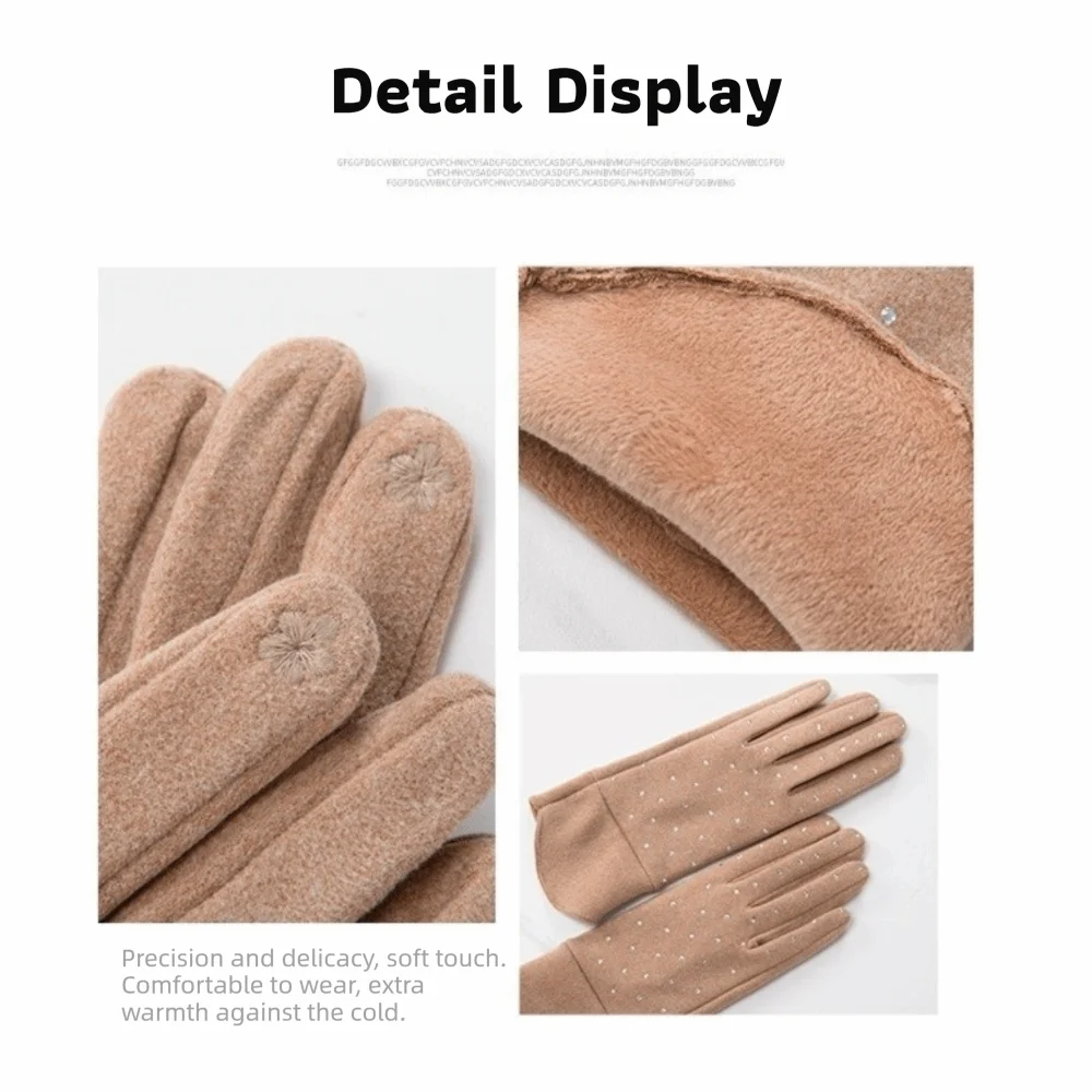 Fashion Windproof Cycling Gloves Fleece Lined Cold Resistant Winter Gloves Touchscreen Keep Warm Women's Gloves Winter
