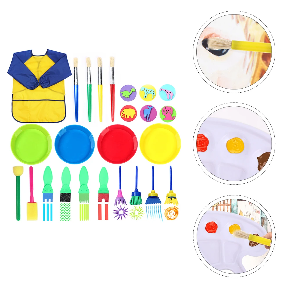 25 Pcs Painting Set Sponge Brushes Color Bowl Sponge Painting Brush DIY Craft Tools Toddlers Creativity Storage